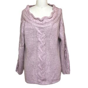 Entro Cable Knit Sweater Dusty Rose L